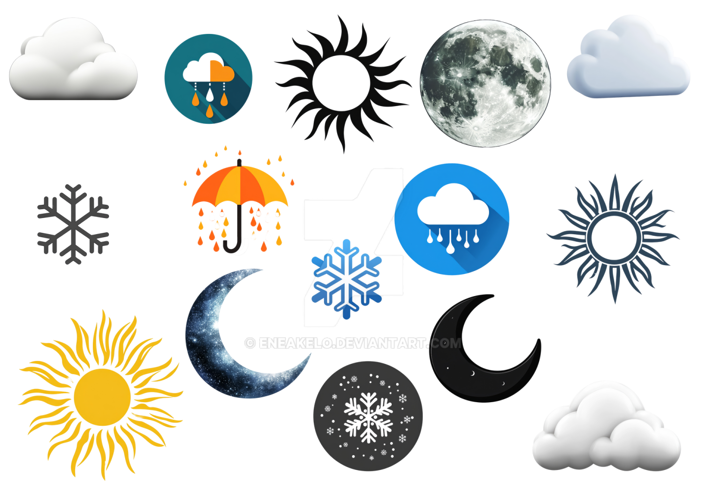 a collection of different weather symbols