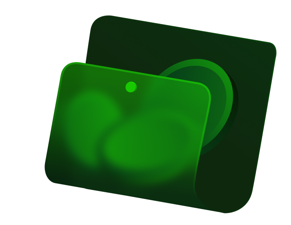 a green square icon on a white background