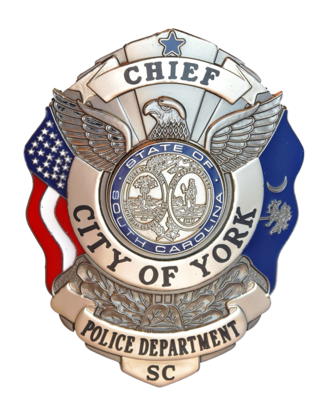 a police badge with an american flag in the background