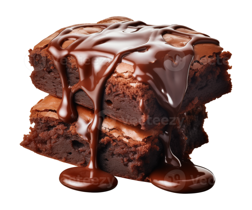 a stack of brownies covered in melted chocolate