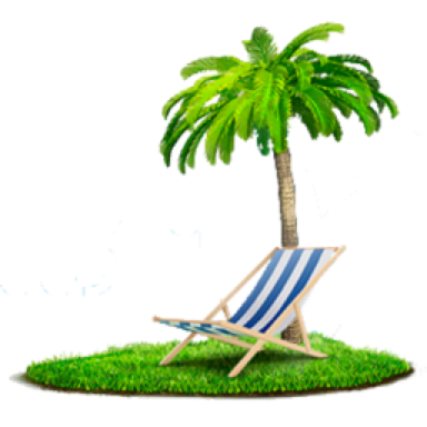 a beach chair under a palm tree