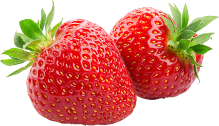 two strawberries on a white background