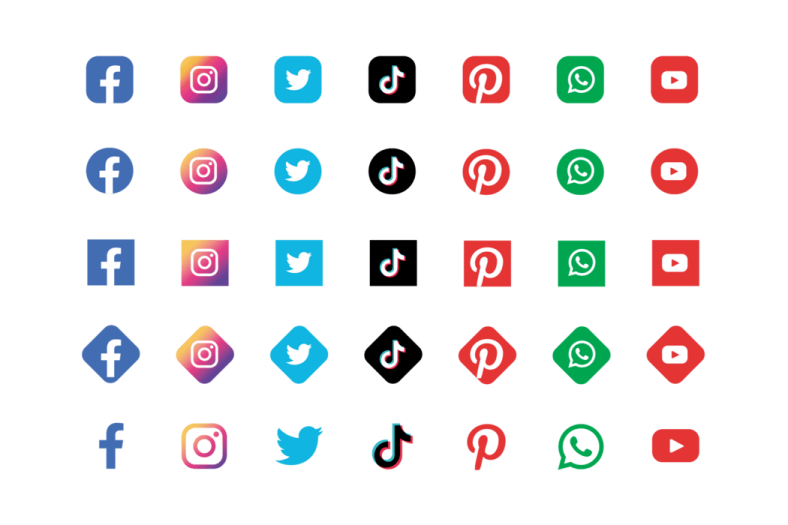 a set of social icons