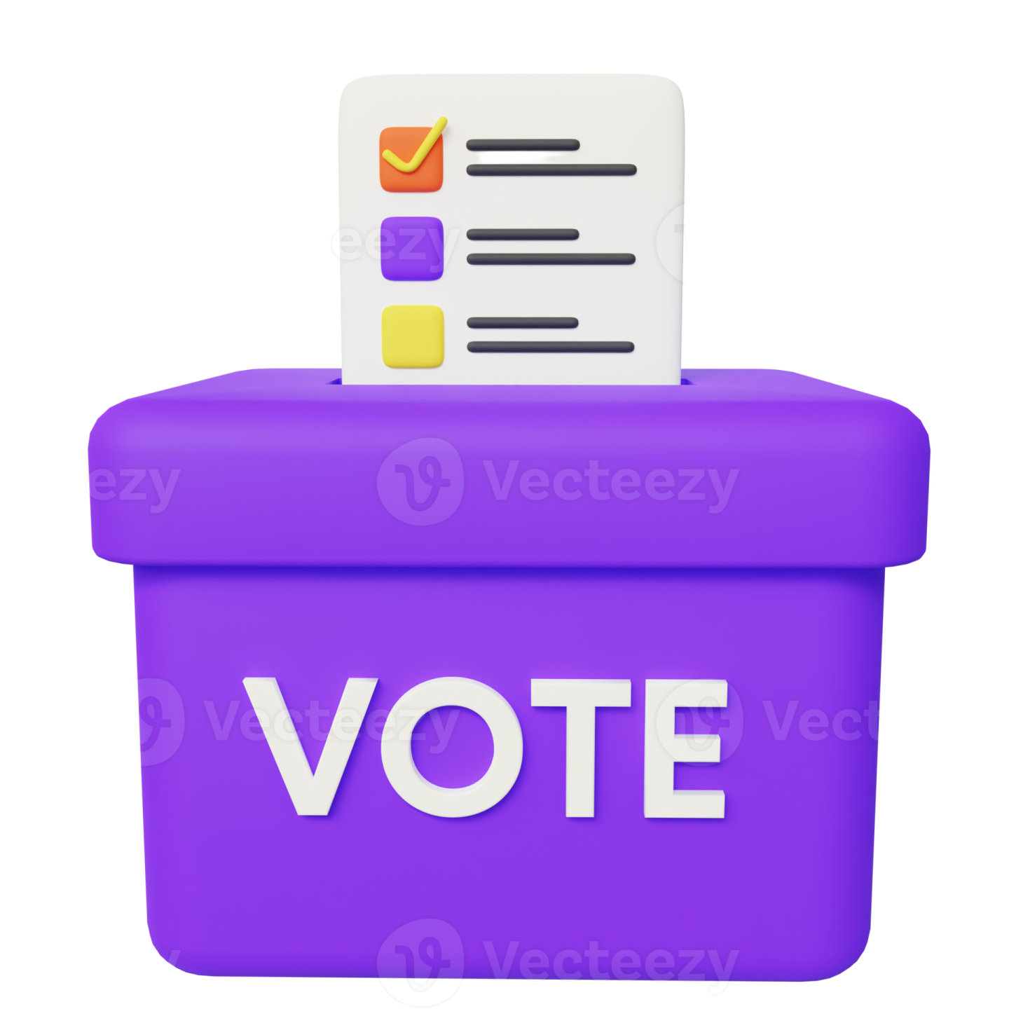 a purple voting box with the word vote on it