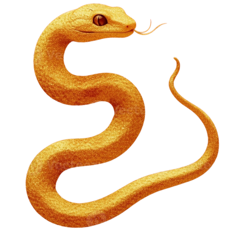 a yellow snake on a white background
