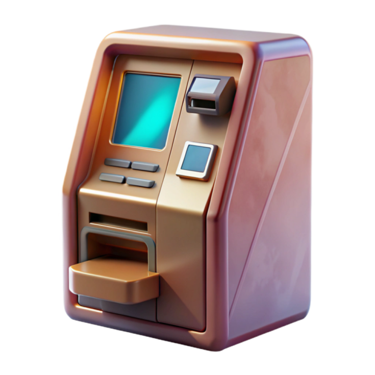 an atm machine on a white background