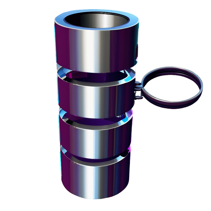a metal cup with two rings on it