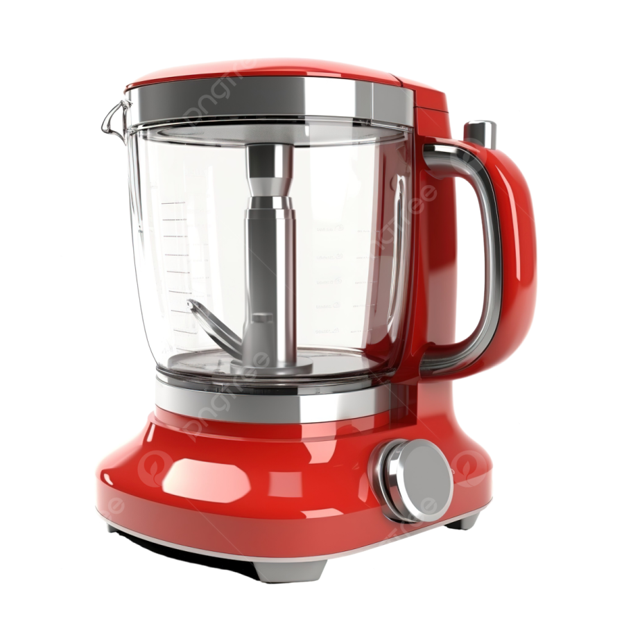 a red blender on a white background