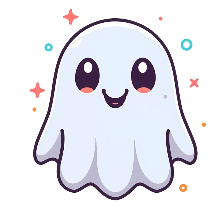 a cartoon ghost with a big smile on his face