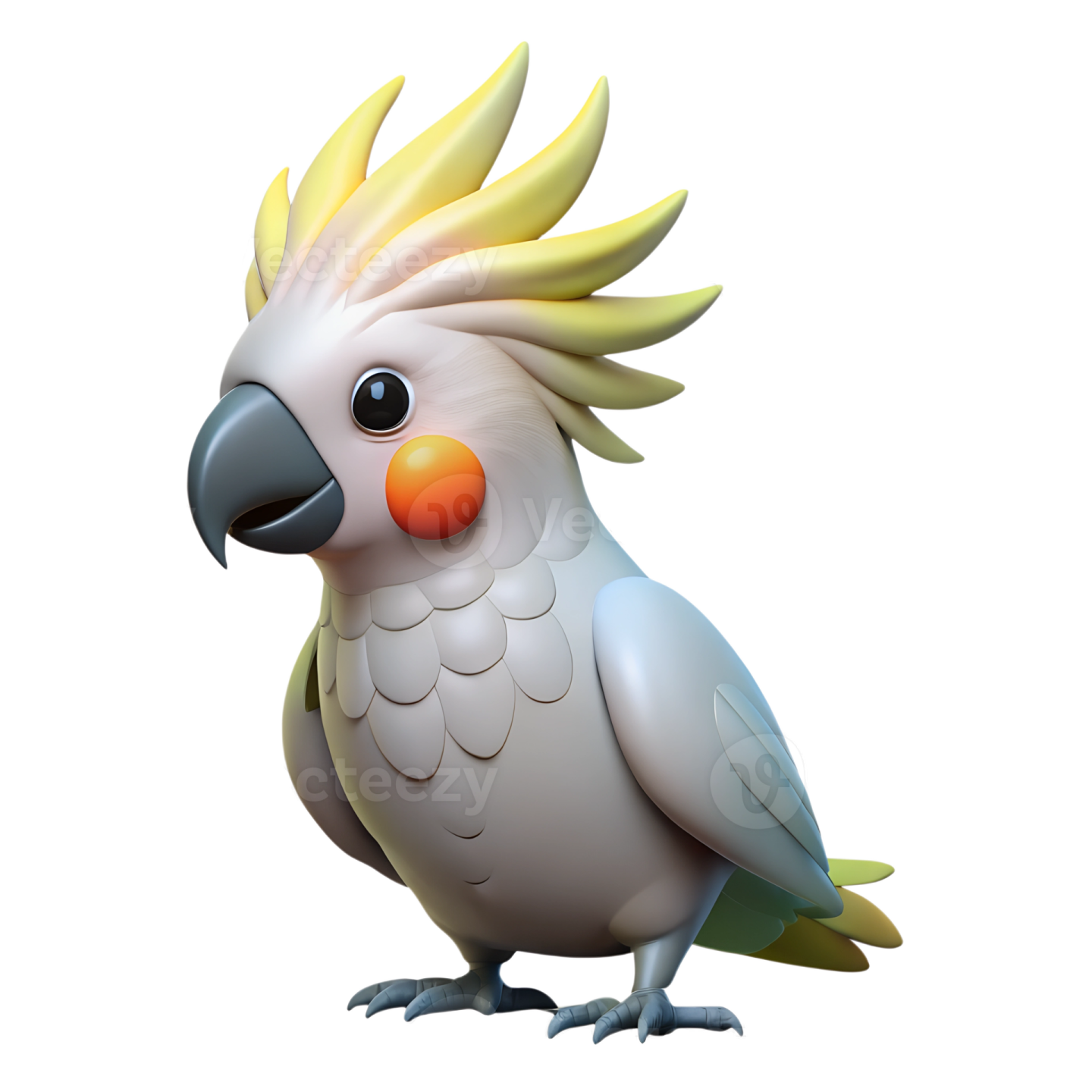 a white cock with yellow feathers on its head