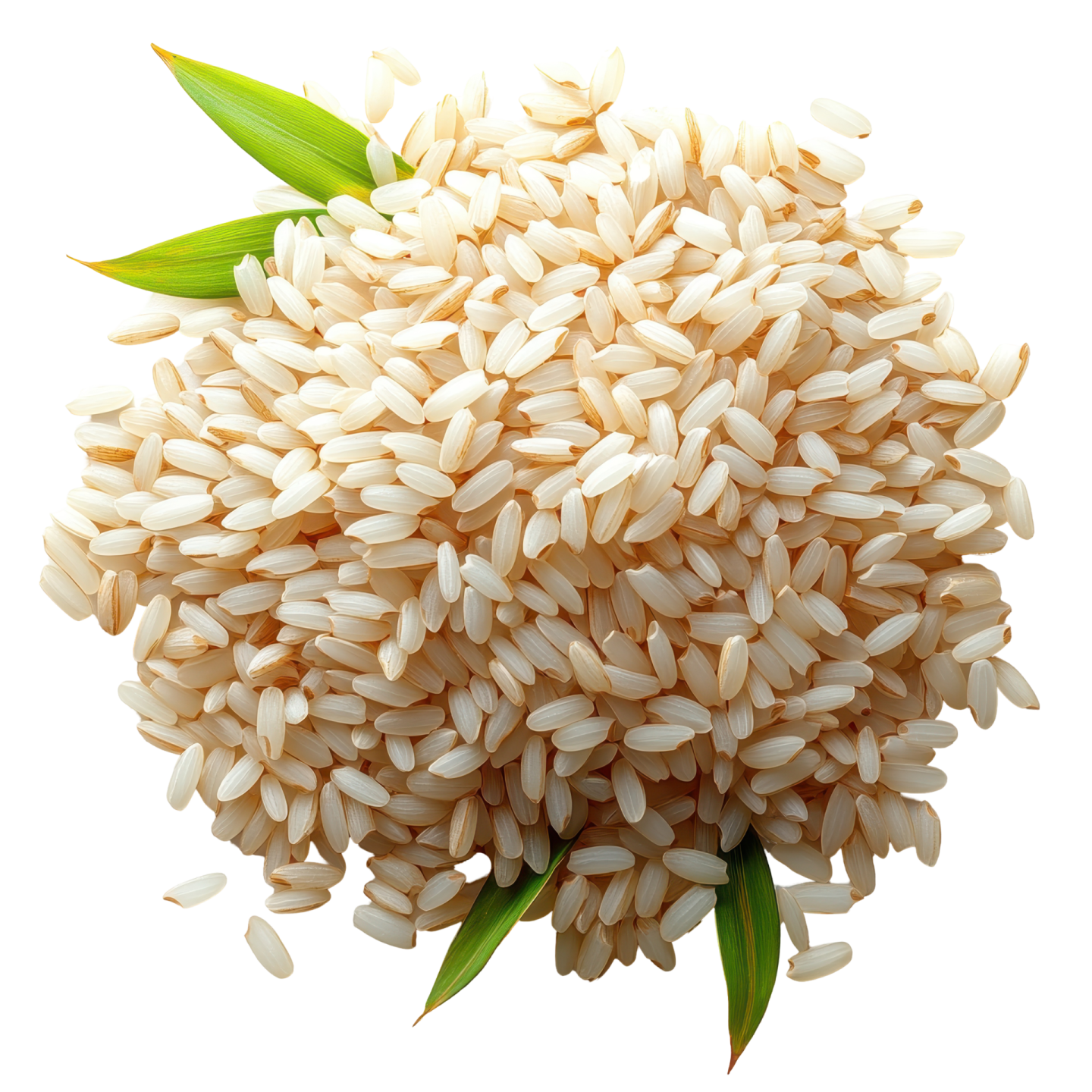a pile of rice on a white background