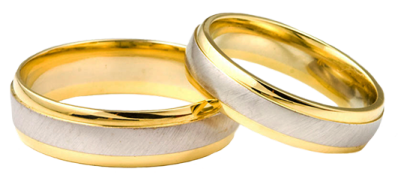 two gold and silver wedding rings