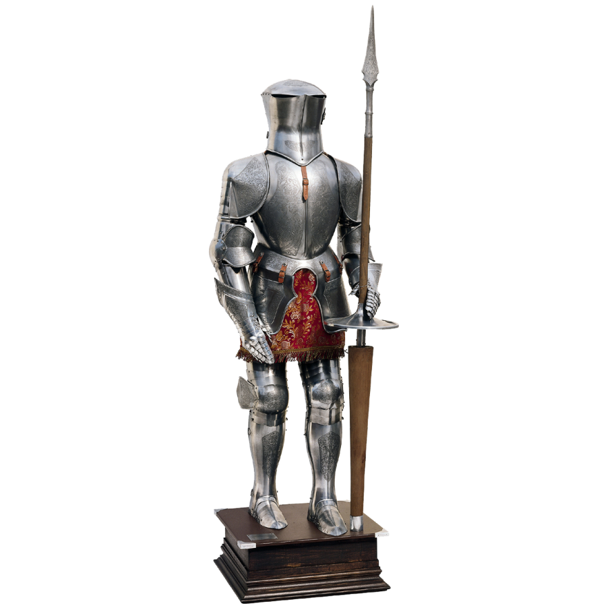 a statue of a knight holding a sword