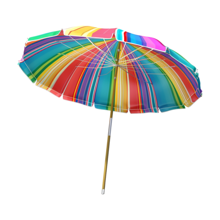 a multi colored umbrella on a white background