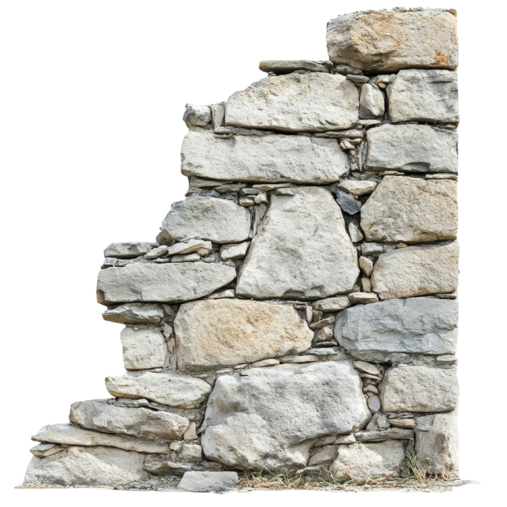 a stone wall with a white background
