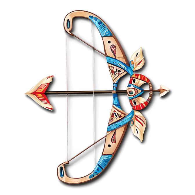 a wooden bow and arrow on a white background
