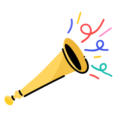a yellow megaphone with colorful letters coming out of it