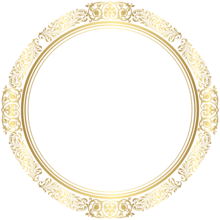 a round gold frame with a floral pattern