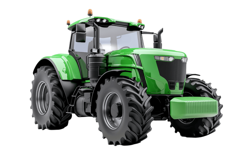 a green tractor on a white background