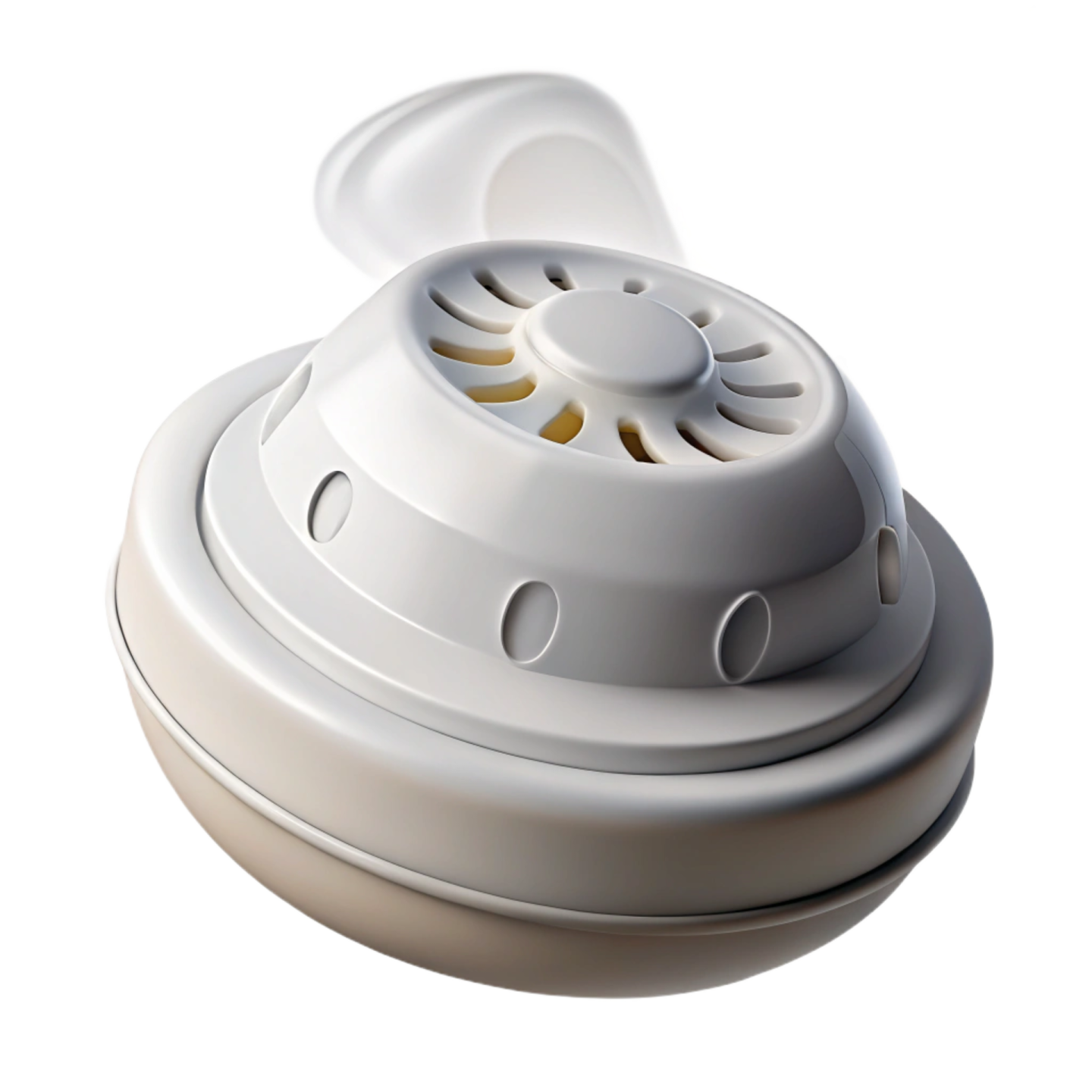 a close up view of a white smoke detector