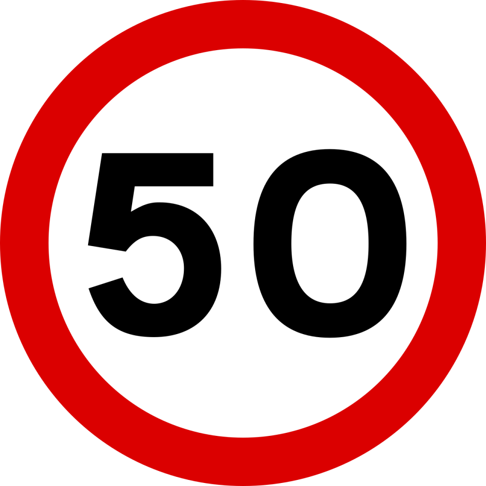 a red circle with the number 50 on it