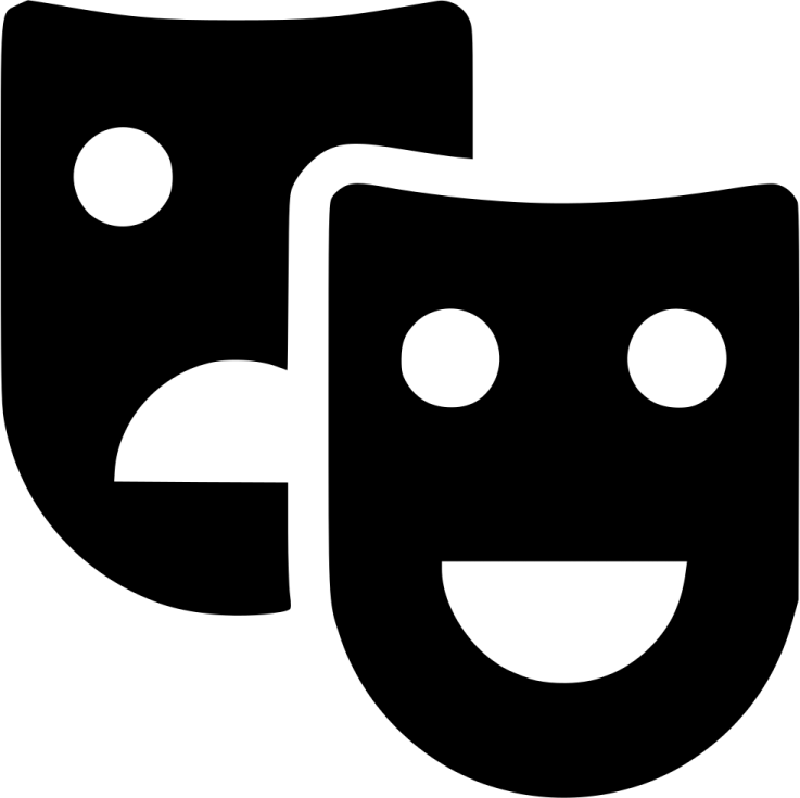 a black and white image of two masks