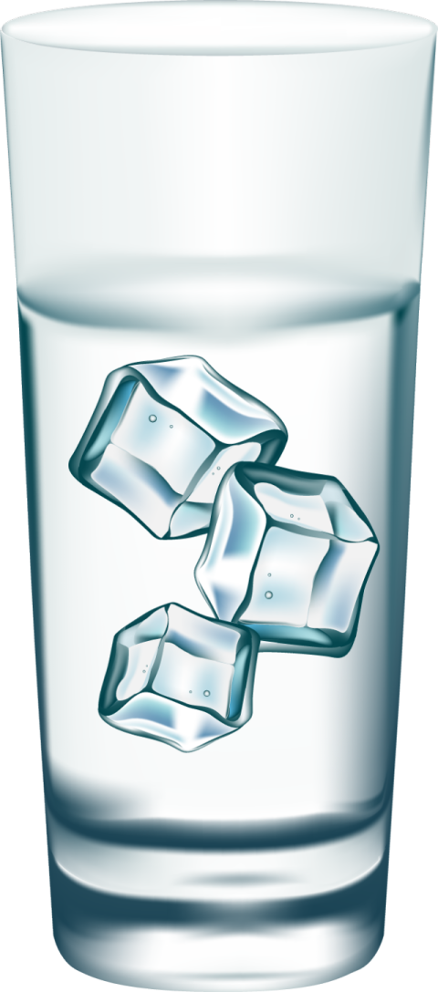 an ice cube in a glass of water