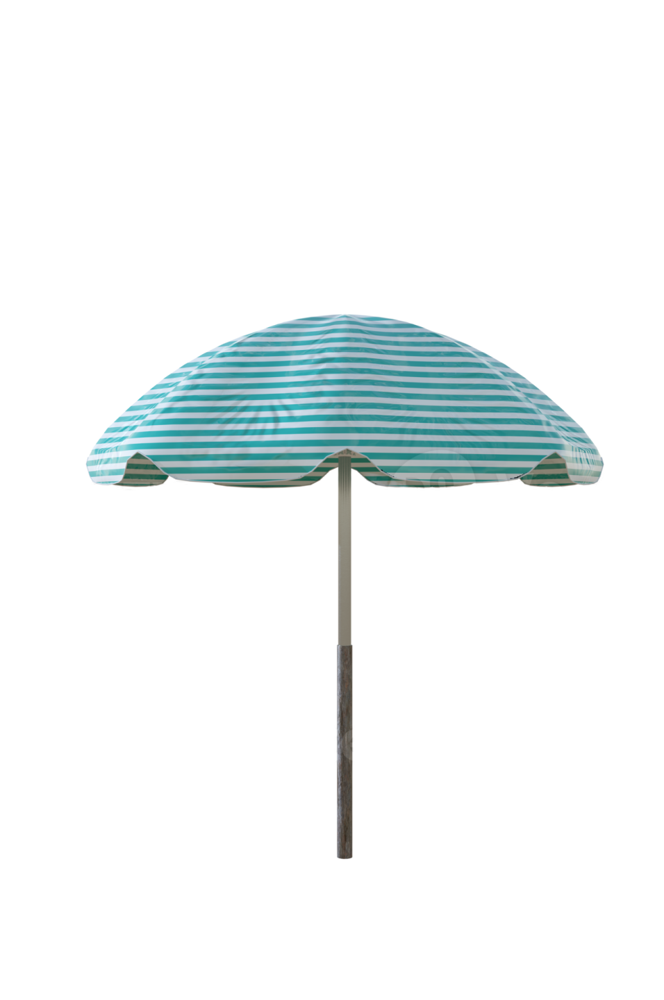 a blue and white striped beach umbrella