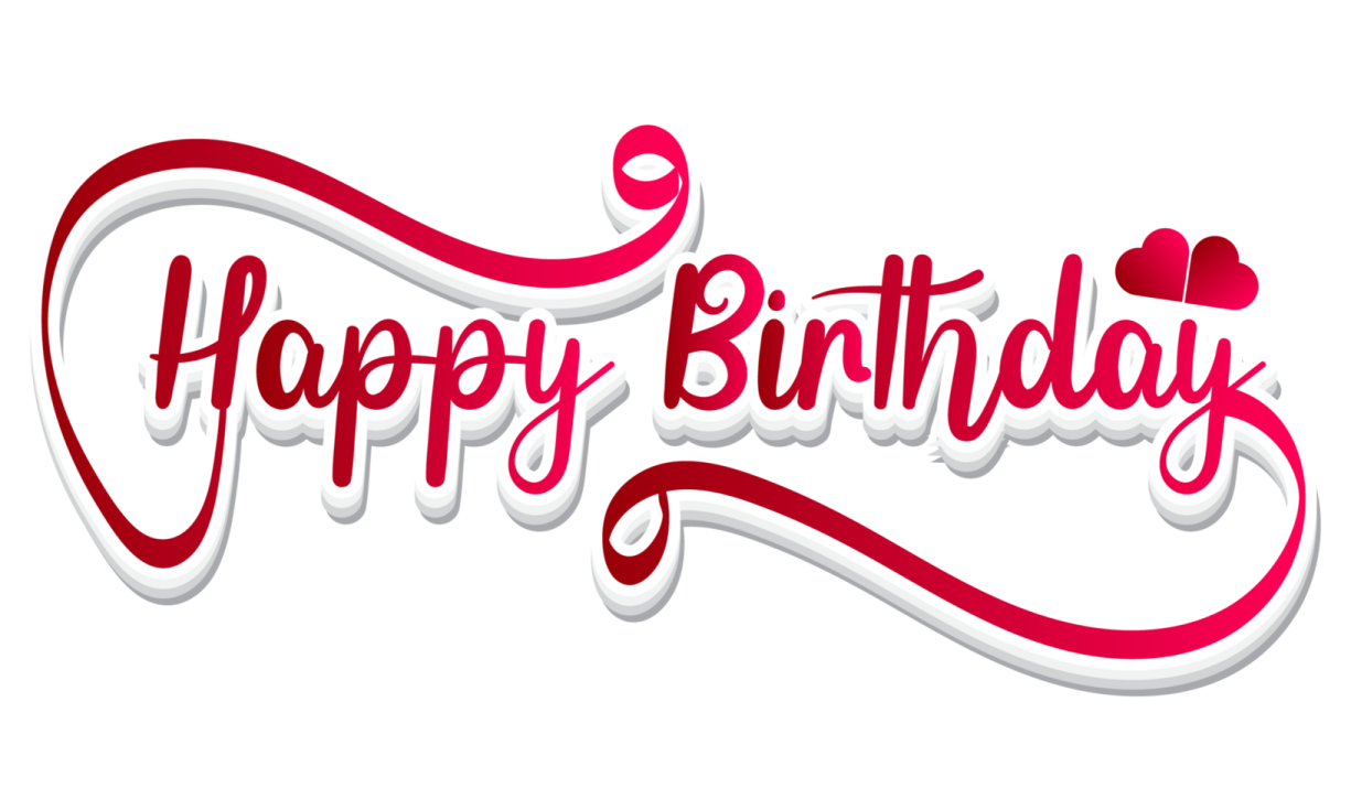 the word happy birthday in red and white