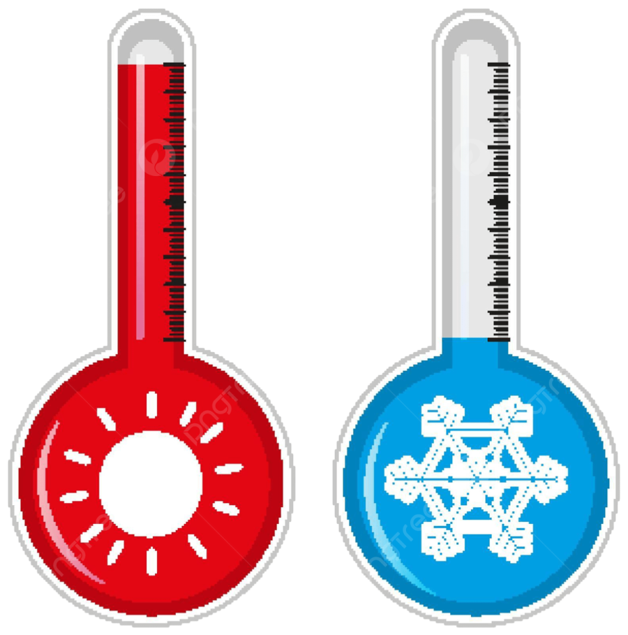 three thermometers with different temperature zones