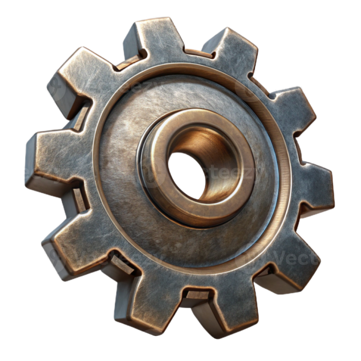 a metal gear wheel on a white background