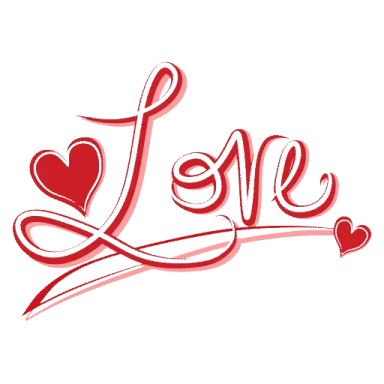 the word love with a heart on it