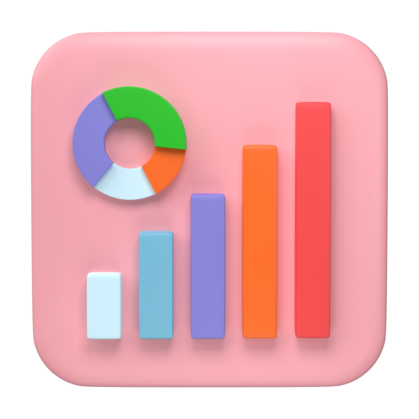 a pink app icon with a pie chart on it