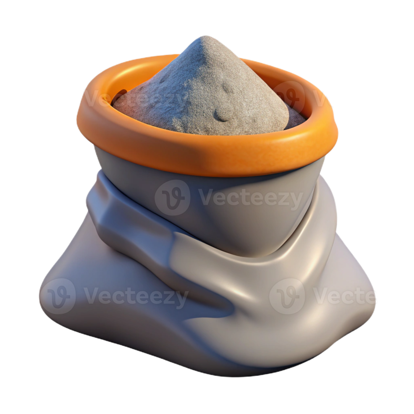 a pile of cement on a white background