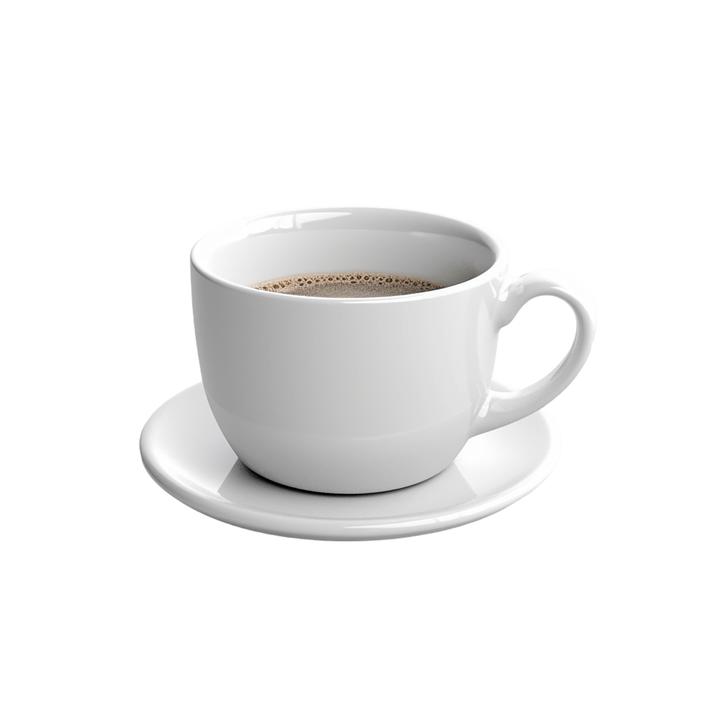 a cup of coffee on a white background