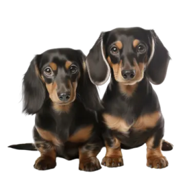 two small dogs sitting next to each other dogs