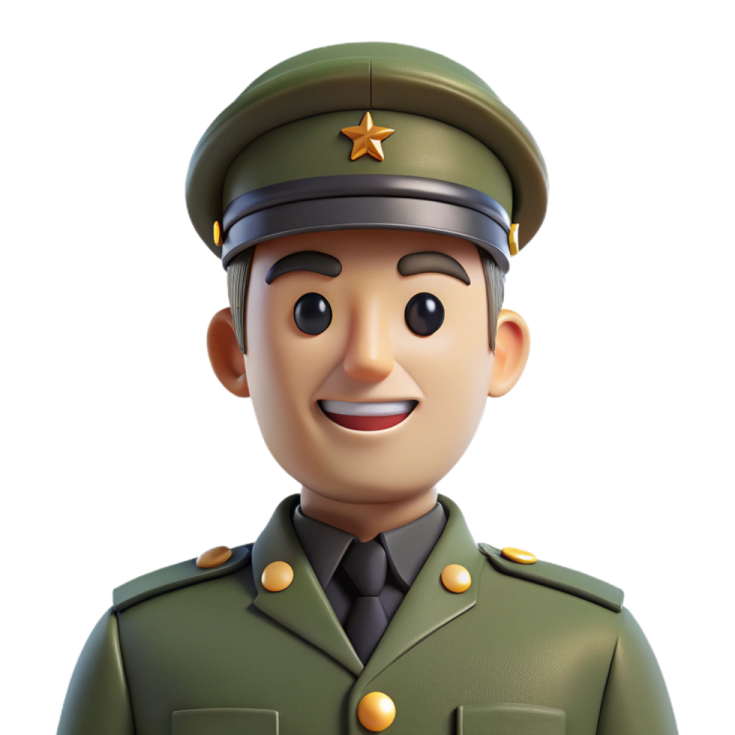 a toy soldier with a smile on his face