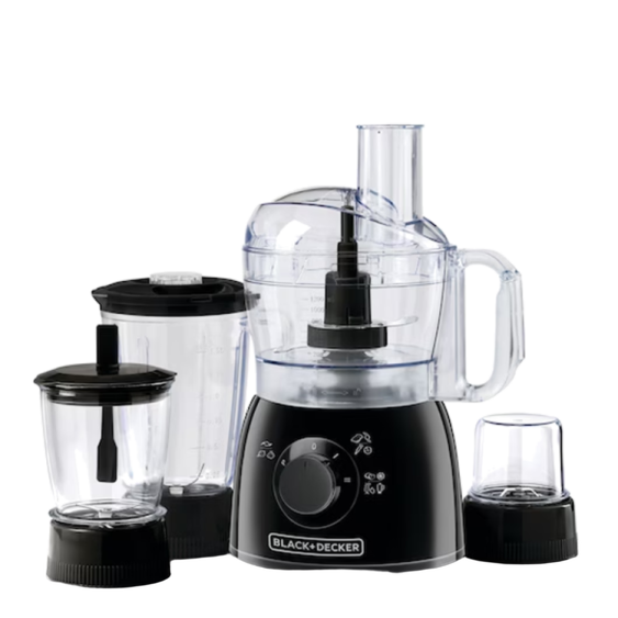 a black and white blender sitting on a white surface