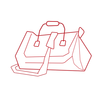 a line drawing of two bags