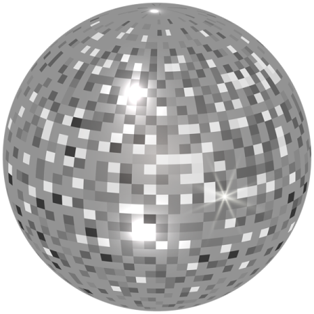 a silver disco ball on a white background