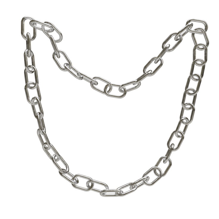 a silver chain on a white background