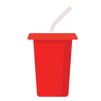 a red cup with a straw in it