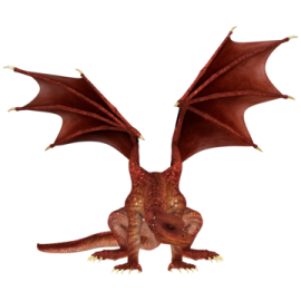 a red dragon flying through the air