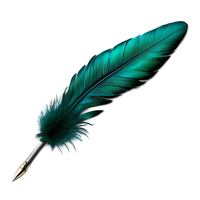 a green feather on a white background