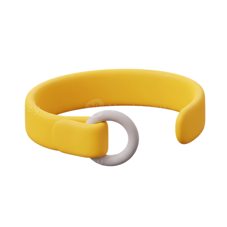 a yellow bracelet with a white ring on it