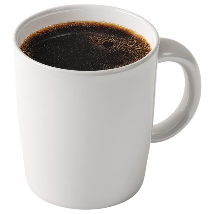 a cup of coffee on a white background