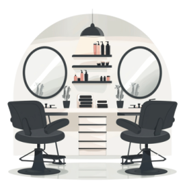 a salon room with chairs and mirrors