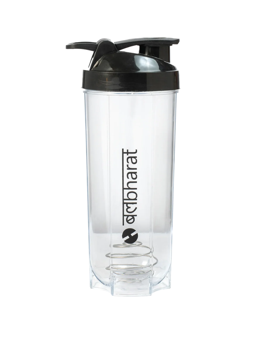 a shaker bottle with a black lid
