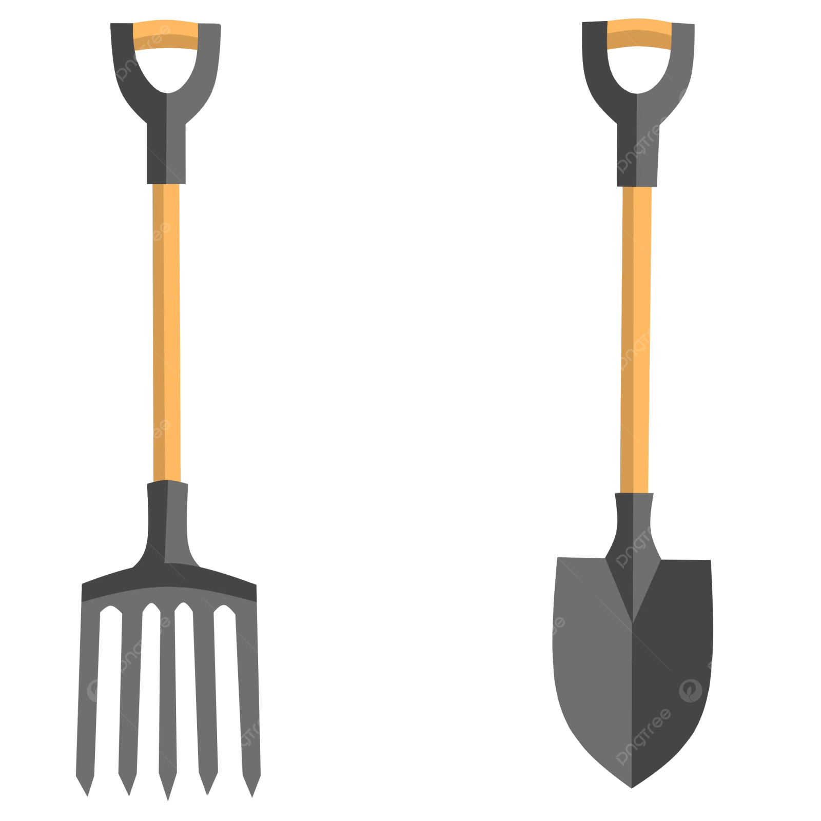 two shovels on a white background