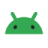a green android icon on a white background